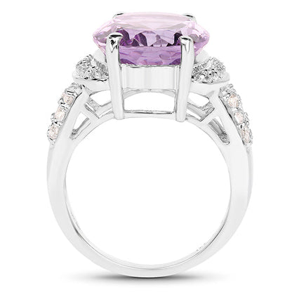 8.98 Carat Genuine Amethyst & White Topaz .925 Sterling Silver Ring