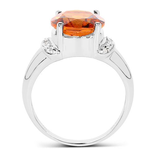 3.94 Carat Genuine Madeira Citrine & White Topaz .925 Sterling Silver Ring