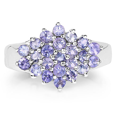 1.61 Carat Genuine Tanzanite .925 Sterling Silver Ring