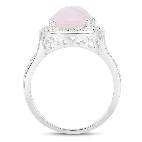 5.80 Carat Genuine Rose Quartz .925 Sterling Silver Ring