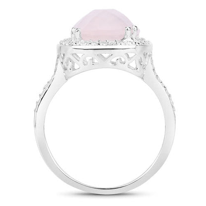 5.80 Carat Genuine Rose Quartz .925 Sterling Silver Ring
