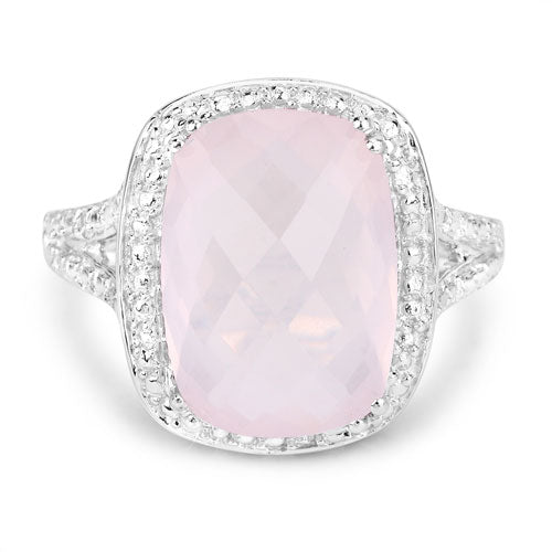 5.80 Carat Genuine Rose Quartz .925 Sterling Silver Ring