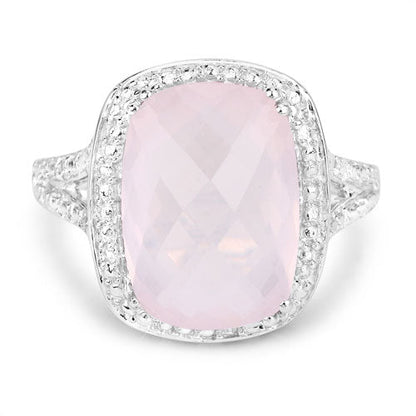5.80 Carat Genuine Rose Quartz .925 Sterling Silver Ring