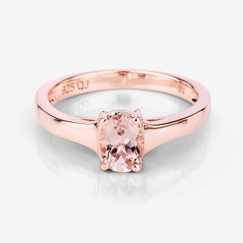 0.70 Carat Genuine Morganite .925 Sterling Silver Ring