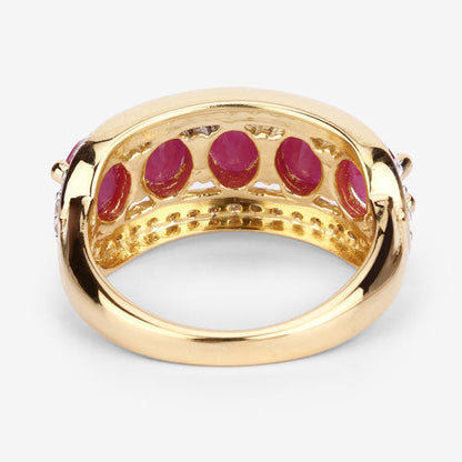1.74 Carat Genuine Ruby and White Diamond .925 Sterling Silver Ring