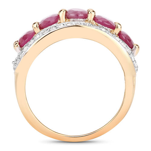 1.74 Carat Genuine Ruby and White Diamond .925 Sterling Silver Ring