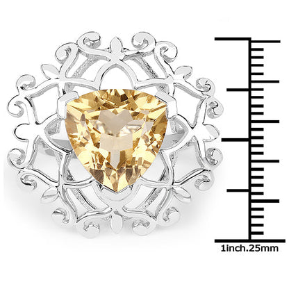 5.71 Carat Genuine Citrine .925 Sterling Silver Ring