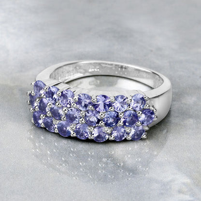1.54 Carat Genuine Tanzanite .925 Sterling Silver Ring