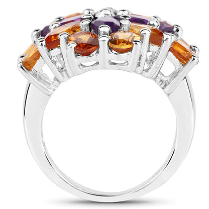 7.96 Carat Genuine Amethyst & Madeira Citrine .925 Sterling Silver Ring
