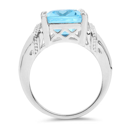8.89 Carat Genuine Swiss Blue Topaz .925 Sterling Silver Ring