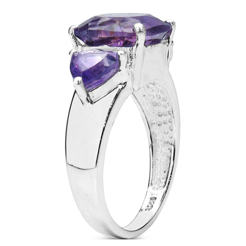 4.10 Carat Genuine Amethyst .925 Sterling Silver Ring
