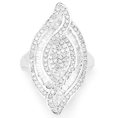 1.22 Carat Genuine White Diamond .925 Sterling Silver Ring