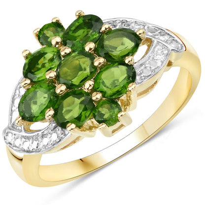 1.26 Carat Genuine Chrome Diopside .925 Sterling Silver Ring
