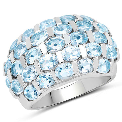 5.51 Carat Genuine Blue Topaz .925 Sterling Silver Ring