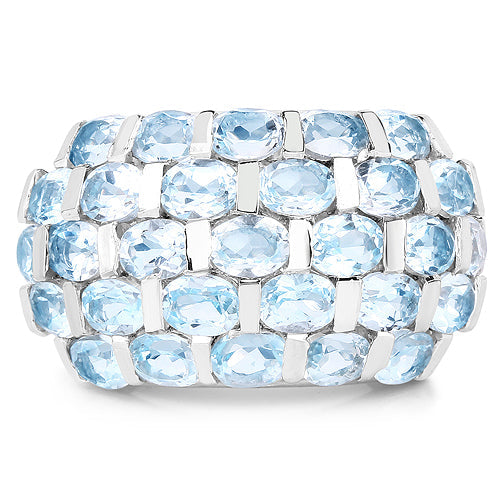 5.51 Carat Genuine Blue Topaz .925 Sterling Silver Ring