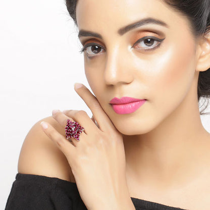 7.52 Carat Genuine Rhodolite .925 Sterling Silver Ring