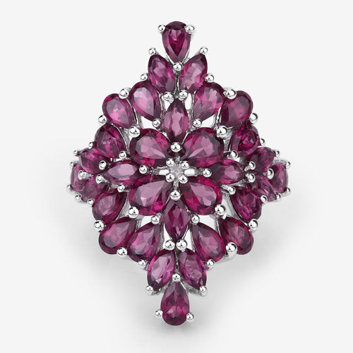 7.52 Carat Genuine Rhodolite .925 Sterling Silver Ring
