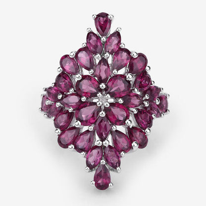 7.52 Carat Genuine Rhodolite .925 Sterling Silver Ring