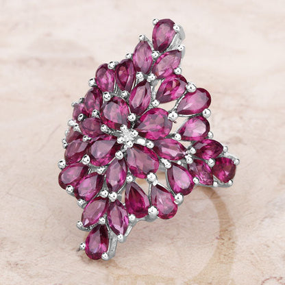 7.52 Carat Genuine Rhodolite .925 Sterling Silver Ring