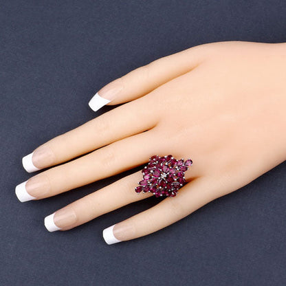 7.52 Carat Genuine Rhodolite .925 Sterling Silver Ring