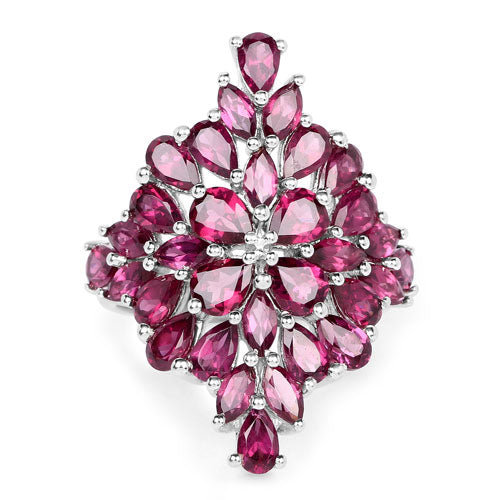 7.52 Carat Genuine Rhodolite .925 Sterling Silver Ring