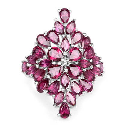 7.52 Carat Genuine Rhodolite .925 Sterling Silver Ring