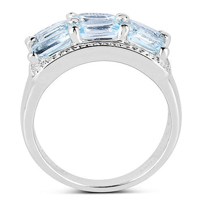 3.60 Carat Genuine Blue Topaz .925 Sterling Silver Ring