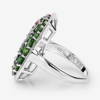 4.18 Carat Genuine Multi Stones .925 Sterling Silver Ring