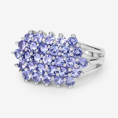 2.03 Carat Genuine Tanzanite .925 Sterling Silver Ring