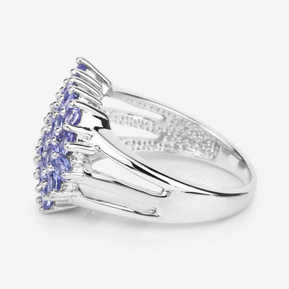 2.03 Carat Genuine Tanzanite .925 Sterling Silver Ring