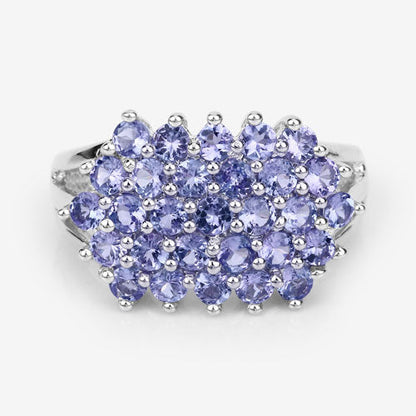 2.03 Carat Genuine Tanzanite .925 Sterling Silver Ring