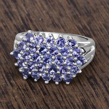2.03 Carat Genuine Tanzanite .925 Sterling Silver Ring