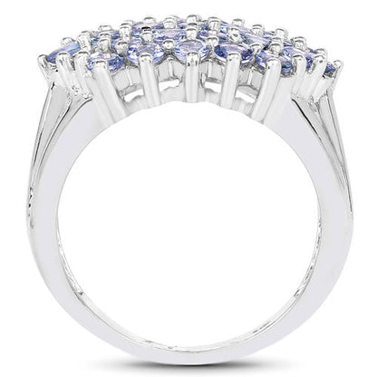 2.03 Carat Genuine Tanzanite .925 Sterling Silver Ring