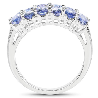 3.16 Carat Genuine Tanzanite & White Topaz .925 Sterling Silver Ring