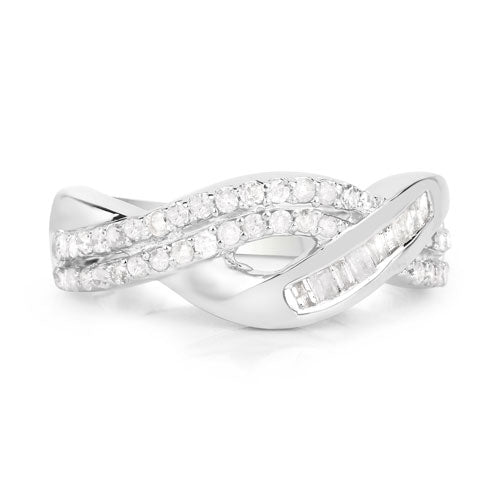 0.47 Carat Genuine White Diamond .925 Sterling Silver Ring