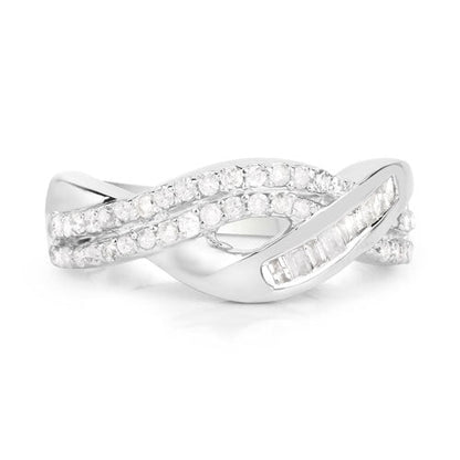0.47 Carat Genuine White Diamond .925 Sterling Silver Ring