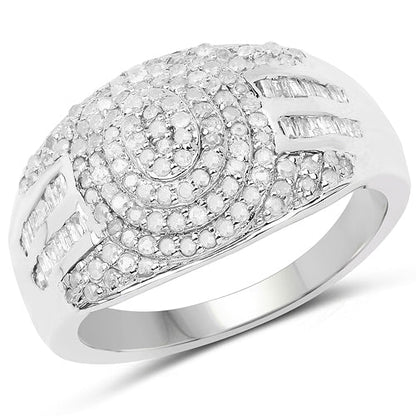 1.15 Carat Genuine White Diamond .925 Sterling Silver Ring