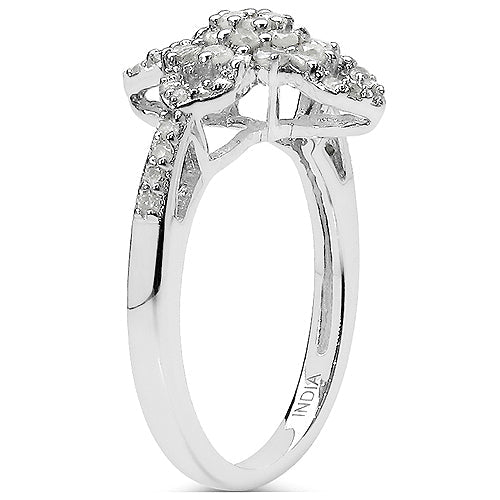 0.63 Carat Genuine White Diamond & Yellow Diamond .925 Sterling Silver Ring