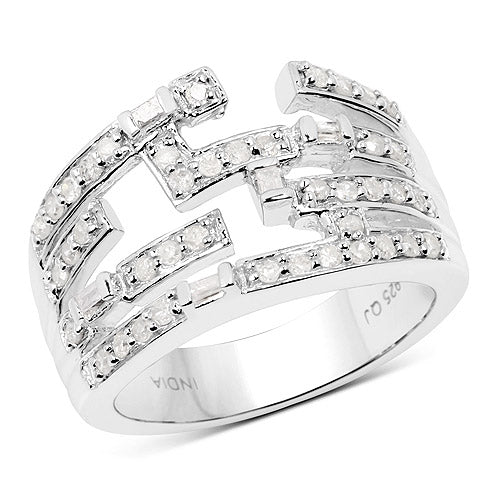 0.60 Carat Genuine White Diamond .925 Sterling Silver Ring