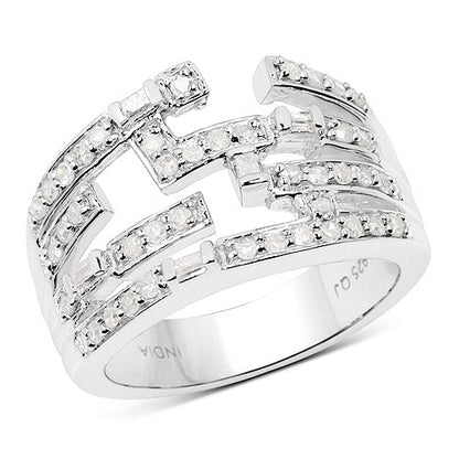 0.60 Carat Genuine White Diamond .925 Sterling Silver Ring
