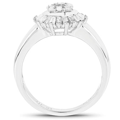 0.75 Carat Genuine White Diamond .925 Sterling Silver Ring