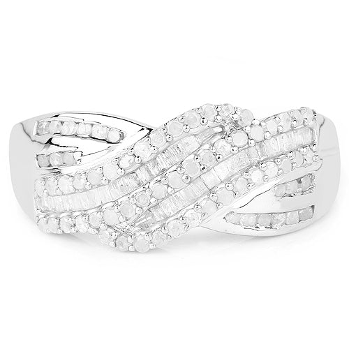 0.64 Carat Genuine White Diamond .925 Sterling Silver Ring