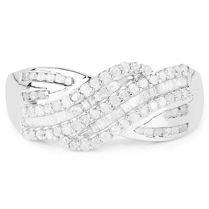 0.64 Carat Genuine White Diamond .925 Sterling Silver Ring