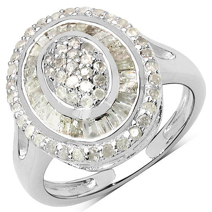 1.08 Carat Genuine White Diamond .925 Sterling Silver Ring