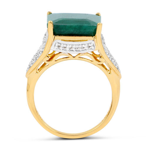 8.70 Carat Dyed Emerald and White Topaz .925 Sterling Silver Ring