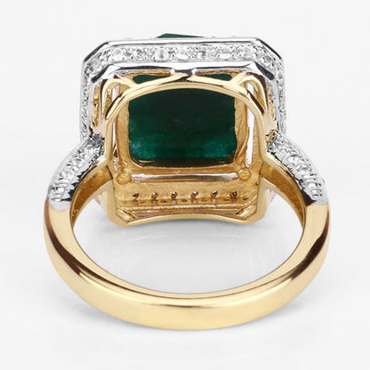 5.18 Carat Dyed Emerald and White Topaz .925 Sterling Silver Ring