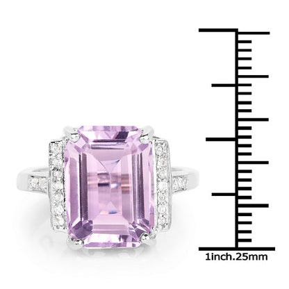 6.33 Carat Genuine Amethyst & White Topaz .925 Sterling Silver Ring