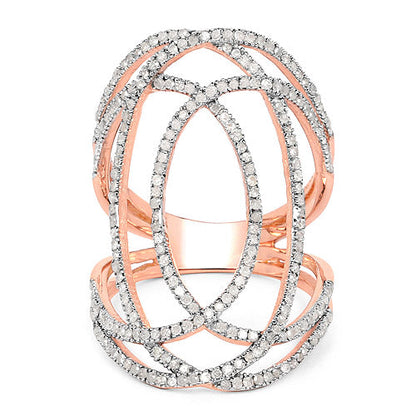 14K Rose Gold Plated 0.73 Carat Genuine White Diamond .925 Sterling Silver Ring