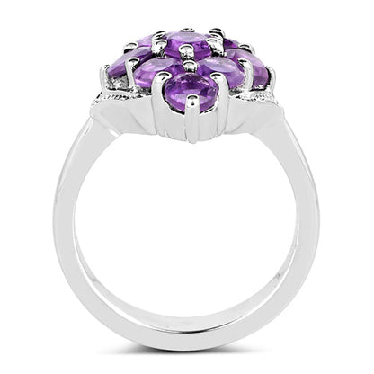 2.16 Carat Genuine Amethyst .925 Sterling Silver Ring