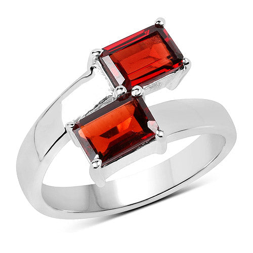 2.40 Carat Genuine  Garnet .925 Sterling Silver Ring